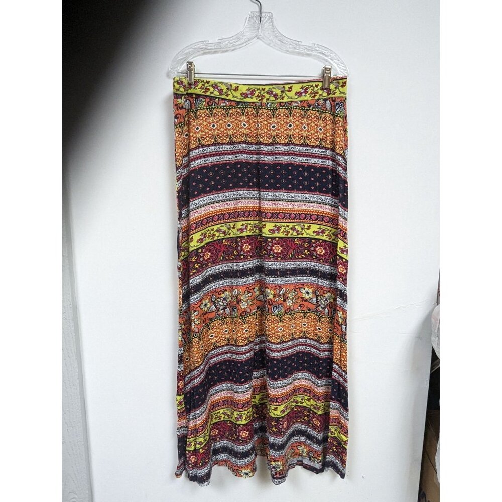 Catos Size XL Skirt Maxi Red Yellow Black Striped